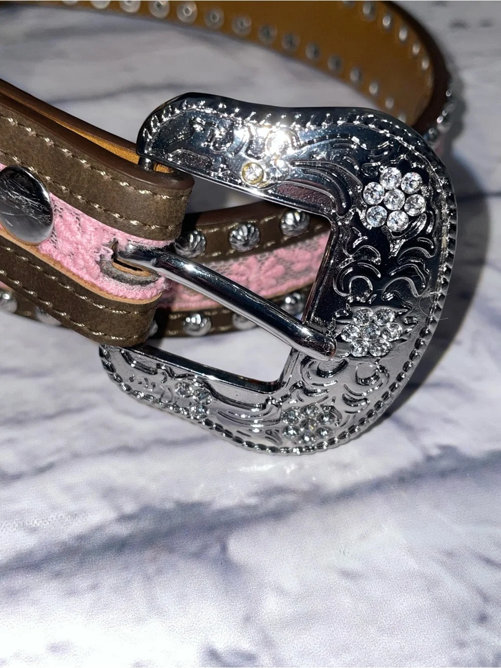 Ariat Girls Western Belt with Pink Lace Size 24